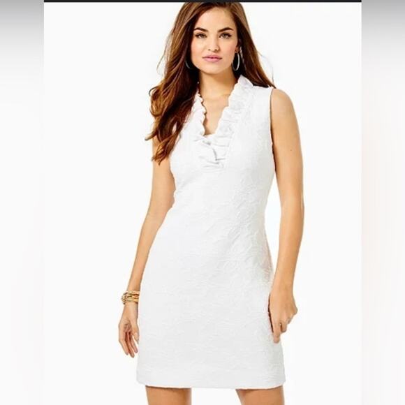 Lilly Pulitzer Dresses & Skirts - Lilly Pulitzer Tisbury Shift Dress Resort White Knit pucker Jacquard Small